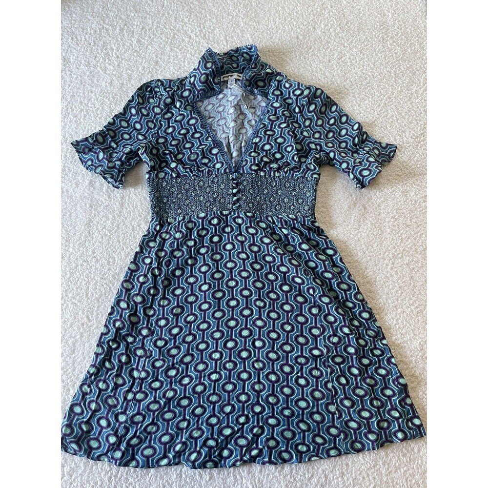 Urban Outfitters Blue Teal Retro Style Mini Dress Short Sleeve Size Small NWOT